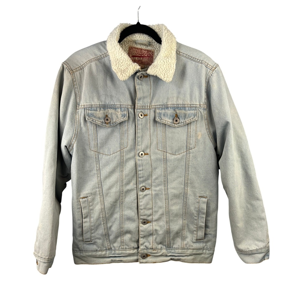 Brooklyn Cloth Sherpa Lined Light Wash Denim Trucker Jacket SZM Streetwear